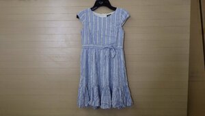 e112-1236602 zunie ガールズ ドレス ワンピース ストライプ 女の子 子供 キッズ US/6 JP/110-120 水色