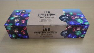 K439-588612 LED イルミネーション ストレート マルチカラー 200球 屋内外用 ケーブル収納ラップ付 クリスマス 装飾品 イベント ライト