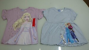H208-587121 ディズニー Disney FROZEN アナと雪の女王 US/6 JP/110-120㎝ 水色 パープル Tシャツ 2枚組 半袖 子供 キッズ