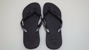 G77-68011 展示品 HAVAIANAS FLSH SWEET ハワイアナス ビーチサンダル ブラック US/8 JP/24-25㎝ 海 プール レジャー