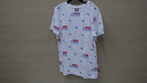 H194-47070 PUMA プーマ キッズ Tシャツ オーバープリント US/M JP/140-150 ホワイト 半袖 ロゴ