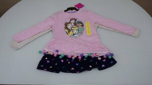t206-25005 展示品 キャラクター 2枚 ロングTシャツ 長袖 子供 キッズ 女の子 US/5 ディズニー Disney ピンク ベージュ プリンセス
