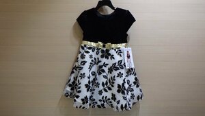 D373-1236410 Jona Michelle ガールズドレス ワンピース US/4T JP/100-110 白 ブラック ゴールド 子供 キッズ ポリエステル100%