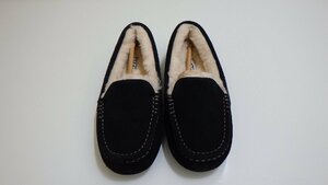 H495-21505 UGG アグ W ANSLEY ファーモカシン シューズ US/6 JP/23cm ブラック もこもこ あったかい 履物 靴 くつ