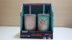 G150-36010 ASOBU キッズタンブラー SIPPY 2個セット ピンク グリーン かわいい 子ども ドリンク 食器