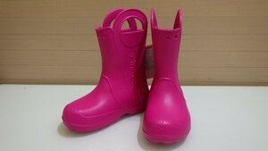 H100-89618 クロックス crocs キッズレインブーツ US/c13 JP/19cm ピンク かわいい おしゃれ 長靴 子供用品 雨靴 洗いやすい