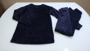 A148-45454 TAHARI ベロア ラウンジ 上下セット パジャマ ネイビー US/L JP/XL 部屋着 長袖 ふわふわ コストコ