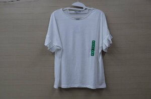 B821-40446　YVETT ラッフルスリーブ 半袖 Tシャツ ホワイト 白色 US/XL JP/XXL 抗菌防臭 夏