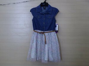 Z678-1236602 zunie キッズ 子供 女の子 ドレス 花柄 ワンピース US/10 JP/130㎝ DENIM MULTI