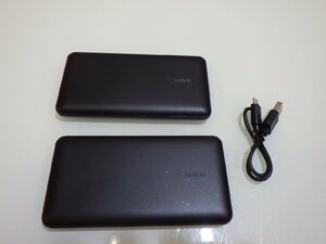 M26-48665 Belkin モバイル バッテリー 2個セット 10,000mAh ブラック BPB011bt-2PK-JP 2つのUSB-Aポート、1つのUSB-Cポート 充電器