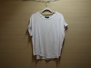 z523-1557216 Buffalo French Short sleeve top white lavender stripe US XS Japan S * little dirt have 