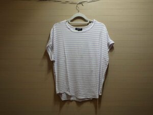 z520-1557216 Buffalo French Short sleeve top white lavender stripe US XS Japan S * little dirt have 