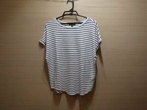 z526-1557216 Buffalo French Short sleeve top white navy stripe US XS Japan S short sleeves 