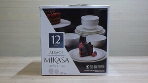 D812-36703 MIKASA ALSACE 12ピース ホワイト 食器セット 皿×4枚×23.1㎝/サラダプレート×4枚×20.2㎝/シリアルボール×4個×13cm