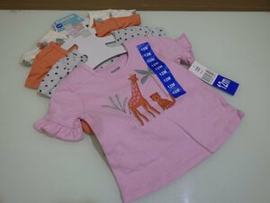 K906-19054 pekkle ペックル ガールズ Tシャツ 4枚セット US/12M JP/80 9か月～12か月 ピンク/オレンジ/キリン/トラ/半袖