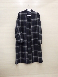 t119-32155 REMZEL LONG Knit レディース ロング ニット コート US/L JP/XL チェック(ブラック/ブラウン) ボタンレス ポリエステル 100％