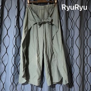 RyuRyu ギンガムチェック コットン ガウチョパンツ