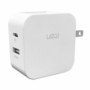 新品 LAZOS ACアダプター 2口 USB Type-C Type-A スマホ 充電器 最大18W PD QC3.0 PSE認証
