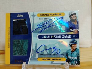 大谷翔平 × アクーニャ 直筆サインカード topps dual auto relic patch ファーストナンバー デュアルオート オールスター　　