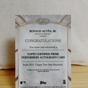 世界1枚限定 アクーニャ 直筆サインカード topps tire one baseball auto 1/1 a acuna ゴールドインク ブレーブス 大谷 の画像2