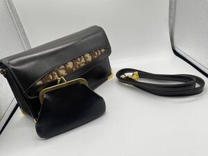 KZ70 1円〜 極希少　極美品　Christian Dior DIOR ヴィンテージ　ショルダーバッグ ブラック 財布 トロッター