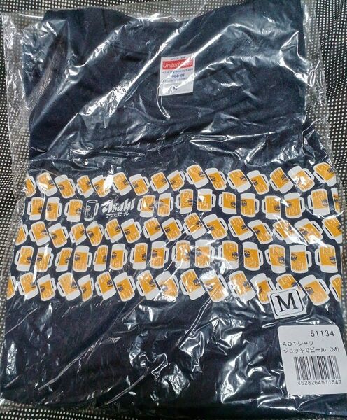 アサヒビール アサヒスーパードライ Tシャツ M 紺色☆ADTシャツ ジョッキでビール☆ ドライメッシュ Tシャツ