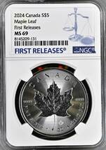 ★★ メープルリーフ 2024年 ５c＄ １oz .9999銀貨 NGC MS69 First Releases★★_画像1