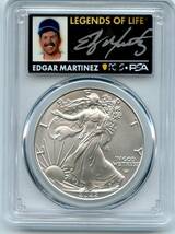 ★★ 最高鑑定 シルバーイーグル 2022年 MLBレジェンド Eggar Martinez 直筆サイン １$ .999銀貨 PCGS MS70 First Day ★★_画像1