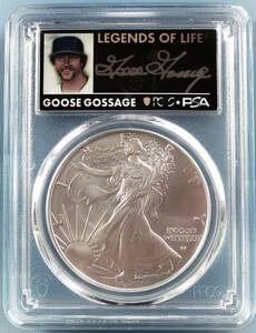 ★★ 最高鑑定 シルバーイーグル 2022年 MLBレジェンド 豪腕ゴッセージ 直筆サイン １$ .999銀貨 PCGS MS70 First Day ★★