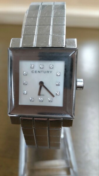 センチュリータイムジェム１２Ｐダイヤモンド腕時計、メンズ腕時計QZ.,中古品