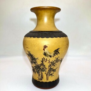 中国 花瓶　白泥　花鳥図　彫刻　花器 唐物 中国美術 