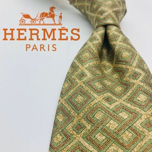 【美品】HERMES/エルメス　ネクタイ　アイボリー