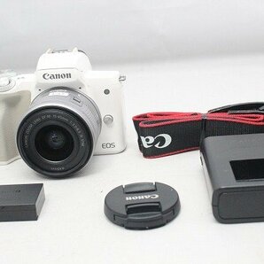 良品 Canon キヤノン EOS Kiss M ホワイト 15-45mm レンズキットの画像1