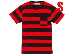 PRISONER BORDER POCKET T-shirt BLACK×RED S/プリズナーボーダーポケット付きしましまアメカジプリズン囚人服カートコバーンオートバイ