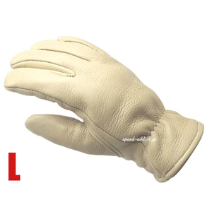 CHURCHILL GLOVE CREAM L/チャーチルグローブクリーム白white裏地なし鹿革ディアスキン本革春用夏用春夏用バイク用手袋レザーグローブ定番