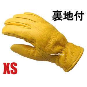 CHURCHILL GLOVE 裏地付 GOLD XS/チャーチルグローブ金色ゴールドシンサレート100g裏地付バイク用定番手袋レザーグローブ鹿革本革防風防寒