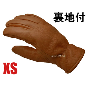 CHURCHILL GLOVE 裏地付 TAN XS/チャーチルグローブタン茶色brownシンサレート100g裏地付バイク用手袋レザーグローブ鹿革本革thinsulate