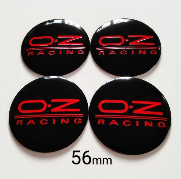 OZレーシング◆ ホイール センターキャップステッカー[黒赤]◆56mm・４枚set