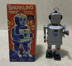 zen my type tin plate robot SPARKLING MIKE WALKING TIN ROBOT Sparkling Mike / Schylling operation verification settled toy retro toy 