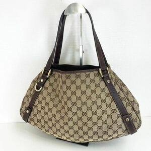 GUCCI グッチ トートバッグ ハンドバッグ GGキャンバス GG柄 肩掛け ブラウン系 Z239