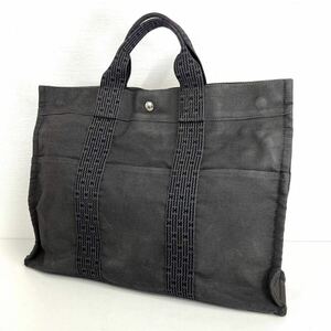 HERMES エルメス ハンドバッグ エールライン MM キャンバス グレー a373