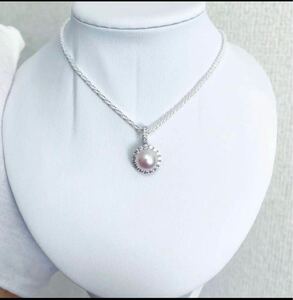 花珠級 本真珠　無調色 パールネックレス ダイヤモンド シルバー　刻印