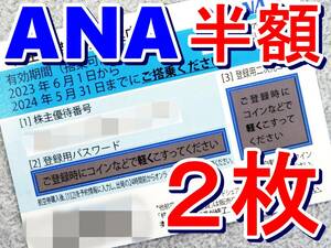 □ ANA 全日空 株主優待 50%割引券 数量：2枚