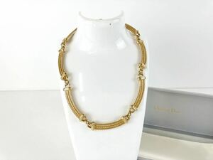 [HK5646] Christian Dior Christian Dior necklace rope pattern choker accessory Gold color box attaching approximately 51.9