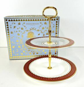 【SM1054】 Wedgwood ウエッジウッド QUEEN OF HEARTS CAKESTAND ケーキスタンド プレート インテリア 洋食器 箱付き