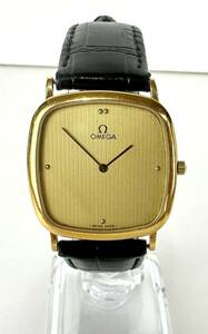 【SI1388】OMEGA オメガ De Ville デビル QUARTZ クオーツ スクエア 2針 ゴールド文字盤 腕時計