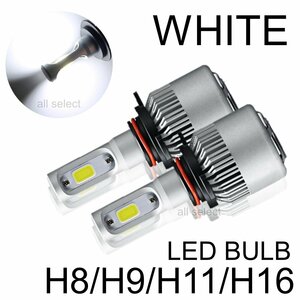 H8/H9/H11/H16 高輝度 LEDヘッドライト フォグランプ COBチップ 12V 8000Lm 6500K 2本 車検対応 ポン付け Hi/Lo 切替式