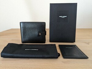 極美品 saint laurent paris サックドジュール 二つ折り 財布 サンローランパリ ブラック ウォレット 