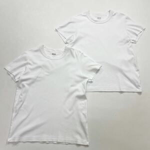 254 UNIQLO U ユニクロ ユー ルメール クルーネック Tシャツ 半袖 2枚セット サイズL ホワイト 白 レディース 40507V