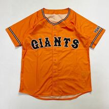 275 美品 GIANTS 読売ジャイアンツ ユニフォーム ベースボールシャツ 巨人軍 ロゴプリント プロ野球 baseball オレンジ NPB 40514L_画像1